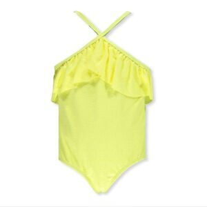 NWT Kensie Girl UPF50 Sunny Yellow Eyelet 1 Piece Swimsuit Size 6X